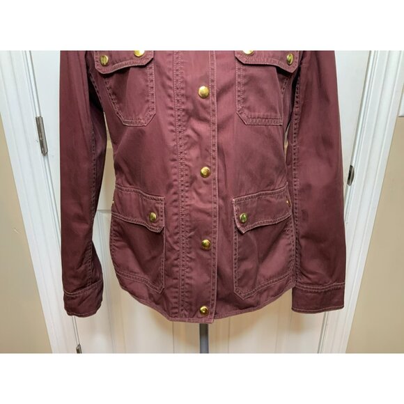 J. Crew Maroon Utility Zip-up Jacket W/ Pockets, Size Medium - Picture 3 of 9